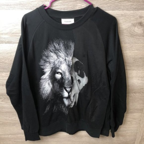 Taakk Medium Mesh Layered Lion Skull Sweatshirt - Picture 1 of 5